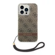   Guess 4G Print Strap Apple iPhone 14 Pro Max hátlap tok, barna