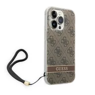   Guess 4G Print Strap Apple iPhone 14 Pro Max hátlap tok, barna