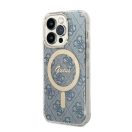 Guess 4G Print MagSafe Apple iPhone 14 Pro hátlap tok, kék + MagSafe töltő