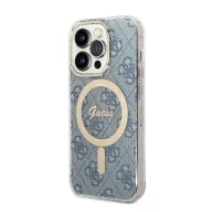   Guess 4G Print MagSafe Apple iPhone 14 Pro hátlap tok, kék + MagSafe töltő