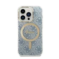   Guess 4G Print MagSafe Apple iPhone 14 Pro hátlap tok, kék + MagSafe töltő