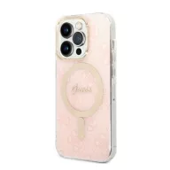  Guess 4G Print MagSafe Apple iPhone 14 Pro hátlap tok, pink + MagSafe töltő