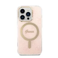   Guess 4G Print MagSafe Apple iPhone 14 Pro hátlap tok, pink + MagSafe töltő