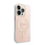   Guess 4G Print MagSafe Apple iPhone 14 Pro hátlap tok, pink + MagSafe töltő