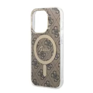   Guess 4G Print MagSafe Apple iPhone 14 Pro hátlap tok, barna + MagSafe töltő