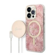   GuessJungle MagSafe Apple iPhone 14 Pro hátlap tok, pink + MagSafe töltő