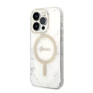   Guess Marble MagSafe Apple iPhone 14 Pro hátlap tok, fehér + MagSafe töltő