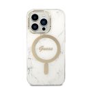 Guess Marble MagSafe Apple iPhone 14 Pro hátlap tok, fehér + MagSafe töltő