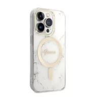  Guess Marble MagSafe Apple iPhone 14 Pro hátlap tok, fehér + MagSafe töltő