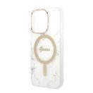 Guess Marble MagSafe Apple iPhone 14 Pro hátlap tok, fehér + MagSafe töltő