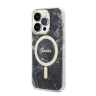   Guess Marble MagSafe Apple iPhone 14 Pro hátlap tok, fekete + MagSafe töltő