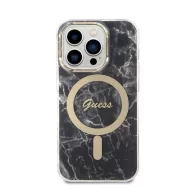   Guess Marble MagSafe Apple iPhone 14 Pro hátlap tok, fekete + MagSafe töltő