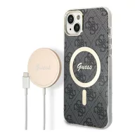   Guess 4G Print MagSafe Apple iPhone 14 Plus hátlap tok, fekete + MagSafe töltő
