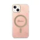 Guess 4G Print MagSafe Apple iPhone 14 Plus hátlap tok, pink + MagSafe töltő