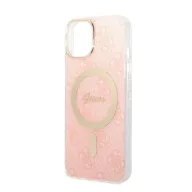   Guess 4G Print MagSafe Apple iPhone 14 Plus hátlap tok, pink + MagSafe töltő