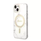 Guess Marble MagSafe Apple iPhone 14 Plus hátlap tok, fehér + MagSafe töltő