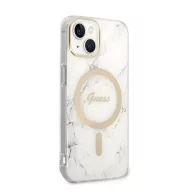   Guess Marble MagSafe Apple iPhone 14 Plus hátlap tok, fehér + MagSafe töltő