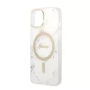 Guess Marble MagSafe Apple iPhone 14 Plus hátlap tok, fehér + MagSafe töltő