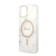   Guess Marble MagSafe Apple iPhone 14 Plus hátlap tok, fehér + MagSafe töltő
