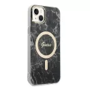 Guess Marble MagSafe Apple iPhone 14 Plus hátlap tok, fekete+ MagSafe töltő