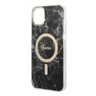   Guess Marble MagSafe Apple iPhone 14 Plus hátlap tok, fekete+ MagSafe töltő