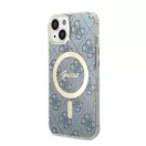 Guess 4G Print MagSafe Apple iPhone 14 hátlap tok, kék+ MagSafe töltő