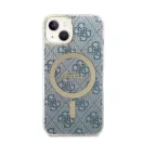 Guess 4G Print MagSafe Apple iPhone 14 hátlap tok, kék+ MagSafe töltő