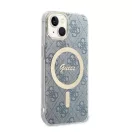 Guess 4G Print MagSafe Apple iPhone 14 hátlap tok, kék+ MagSafe töltő