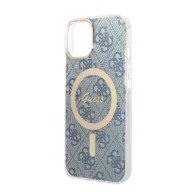   Guess 4G Print MagSafe Apple iPhone 14 hátlap tok, kék+ MagSafe töltő
