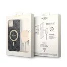 Guess 4G Print MagSafe Apple iPhone 14 hátlap tok, fekete+ MagSafe töltő