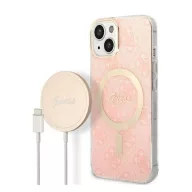   Guess 4G Print MagSafe Apple iPhone 14 hátlap tok, pink+ MagSafe töltő