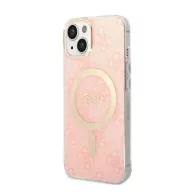   Guess 4G Print MagSafe Apple iPhone 14 hátlap tok, pink+ MagSafe töltő