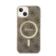   Guess 4G Print MagSafe Apple iPhone 14 hátlap tok, barna+ MagSafe töltő