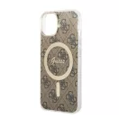 Guess 4G Print MagSafe Apple iPhone 14 hátlap tok, barna+ MagSafe töltő