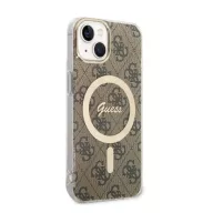   Guess 4G Print MagSafe Apple iPhone 14 hátlap tok, barna+ MagSafe töltő