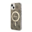 Guess 4G Print MagSafe Apple iPhone 14 hátlap tok, barna+ MagSafe töltő