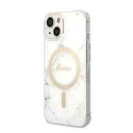   Guess Marble MagSafe Apple iPhone 14 hátlap tok fehér + MagSafe töltő