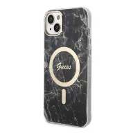   Guess Marble MagSafe Apple iPhone 14 hátlap tok, fekete + MagSafe töltő