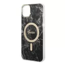 Guess Marble MagSafe Apple iPhone 14 hátlap tok, fekete + MagSafe töltő