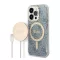 Guess 4G Print MagSafe Apple iPhone 14 Pro Max hátlap tok, kék + MagSafe töltő