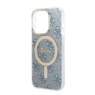   Guess 4G Print MagSafe Apple iPhone 14 Pro Max hátlap tok, kék + MagSafe töltő