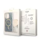 Guess 4G Print MagSafe Apple iPhone 14 Pro Max hátlap tok, kék + MagSafe töltő