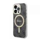 Guess 4G Print MagSafe Apple iPhone 14 Pro Max hátlap tok, fekete+ MagSafe töltő