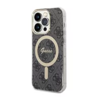   Guess 4G Print MagSafe Apple iPhone 14 Pro Max hátlap tok, fekete+ MagSafe töltő