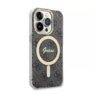 Guess 4G Print MagSafe Apple iPhone 14 Pro Max hátlap tok, fekete+ MagSafe töltő