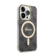   Guess 4G Print MagSafe Apple iPhone 14 Pro Max hátlap tok, fekete+ MagSafe töltő