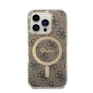 Guess 4G Print MagSafe Apple iPhone 14 Pro Max hátlap tok, barna + MagSafe töltő