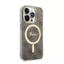 Guess 4G Print MagSafe Apple iPhone 14 Pro Max hátlap tok, barna + MagSafe töltő