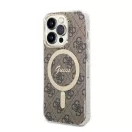 Guess 4G Print MagSafe Apple iPhone 14 Pro Max hátlap tok, barna + MagSafe töltő