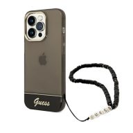   Guess Translucent Pearl Strap Apple iPhone 14 Pro hátlap tok , fekete